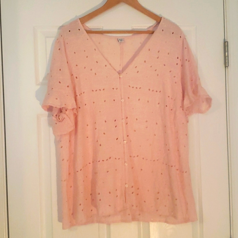 Pink Eyelet Old Navy Blouse